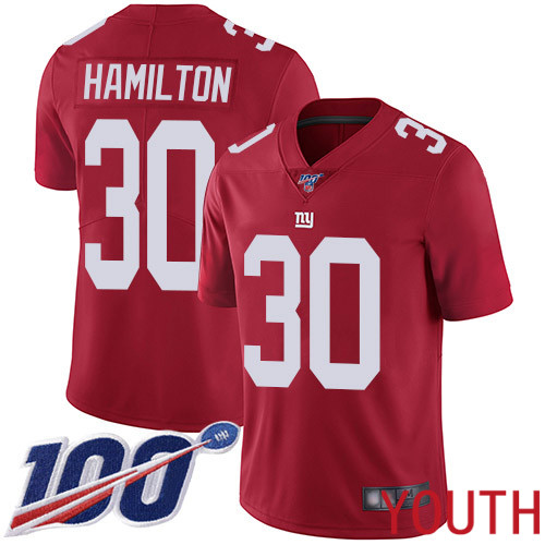 Youth New York Giants #30 Antonio Hamilton Red Limited Red Inverted Legend 100th Season Football NFL Jersey